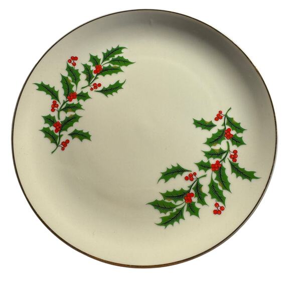 Vintage Salad Plates in Holly Leaf by Japan Set of 4 - Picture 3 of 7